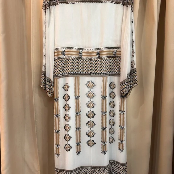 Veronica Beard Cream and Brown Patterned Long Sleeve Dress NWT Size 14 - Picture 2 of 7